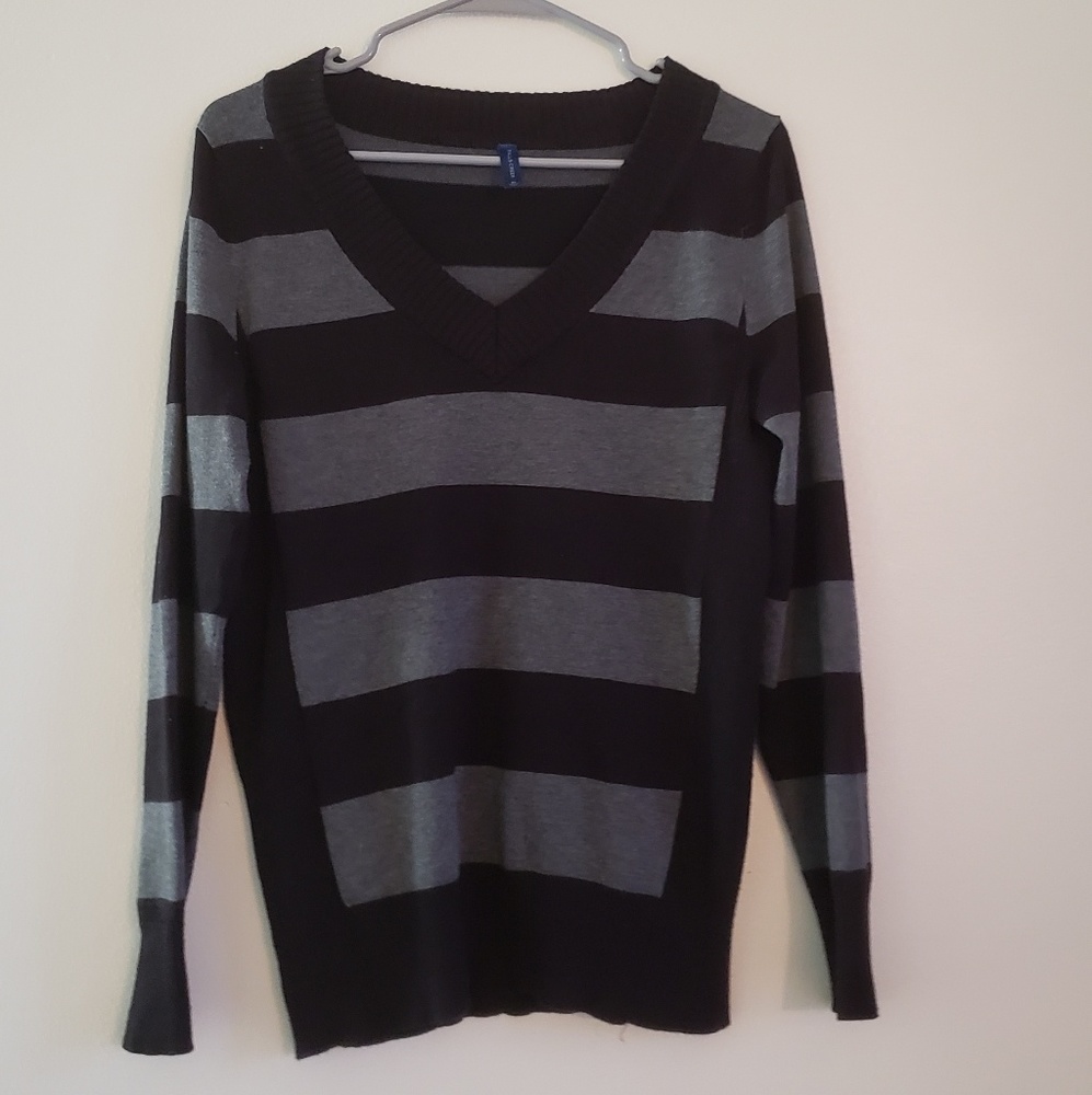 Striped V Neck Sweater